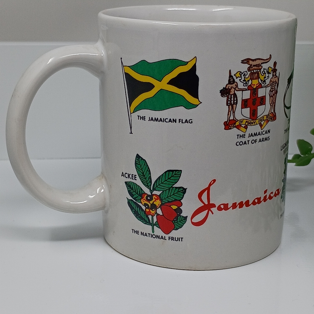Jamaica Themed White Ceramic Mug